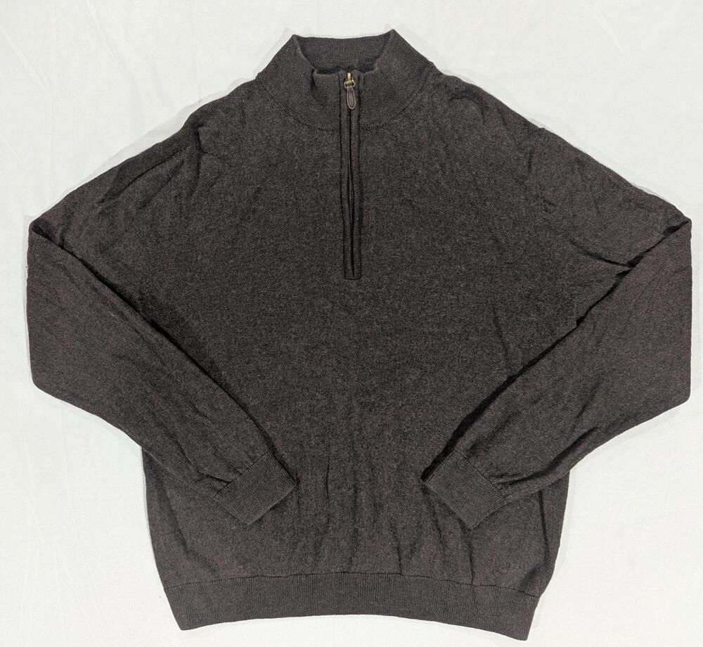 Turnbury Sweater Mens M Brown 1/4 Zip Mock Neck Extra Fine Merino Wool Pullover